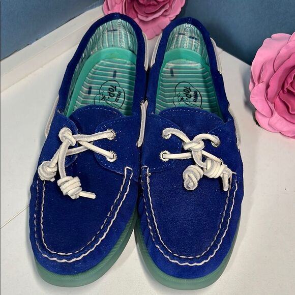 NWOT Sperry Too-Sider Blue Suede Boat Shoes Women's Size 8M - Picture 4 of 7